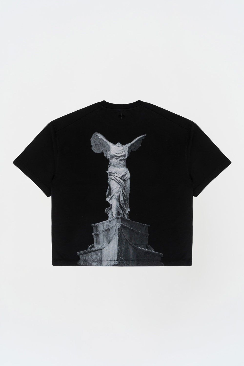 Kısa Kollu Heykel Baskılı Box Fit Siyah T-Shirt - 0