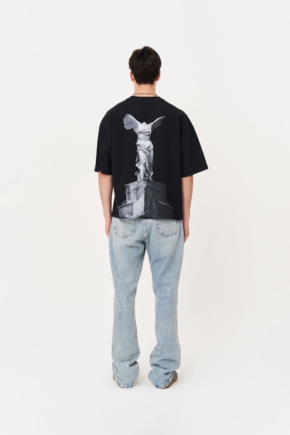 Kısa Kollu Heykel Baskılı Box Fit Siyah T-Shirt - 6