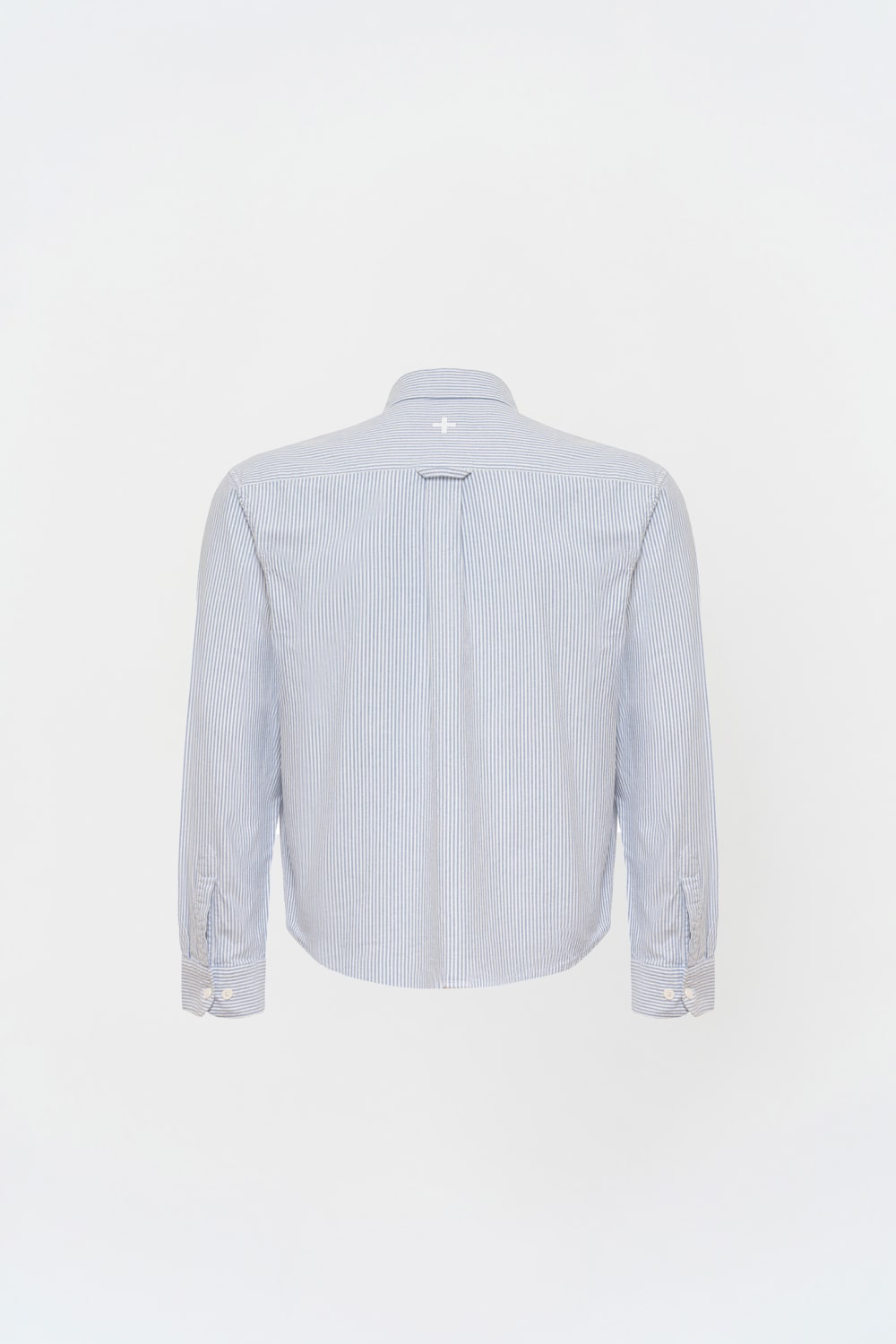 Box Fit Nakışlı Mavi Beyaz Gömlek - 2