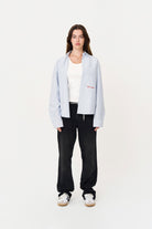 Box Fit Nakışlı Mavi Beyaz Gömlek - 3