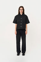 Siyah Box Fit Kısa Kollu Teknik Gömlek - 3