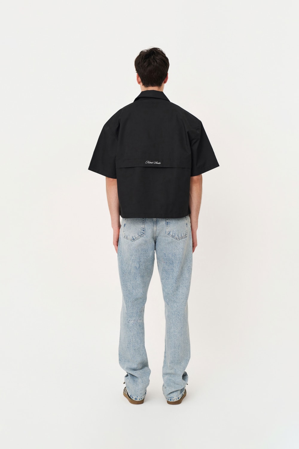 Siyah Box Fit Kısa Kollu Teknik Gömlek - 6