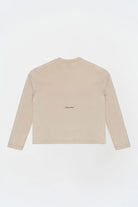 Uzun Kollu Nakışlı Oversize Krem T-Shirt - 0