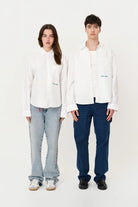 Box Fit Nakışlı Beyaz Gömlek - 1