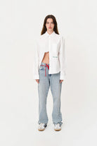 Box Fit Nakışlı Beyaz Gömlek - 3