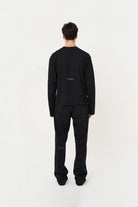 Uzun Kollu Nakışlı Oversize Siyah T-Shirt - 6