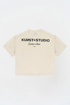 Kısa Kollu Baskılı Box Fit Ekru T-Shirt - 0