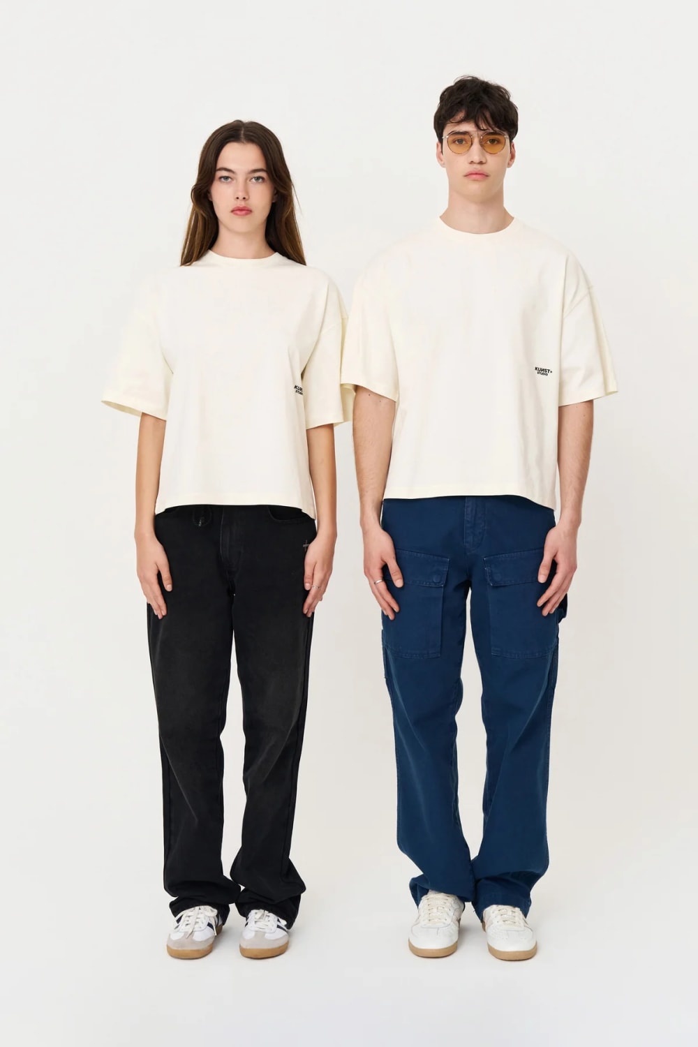 Kısa Kollu Baskılı Box Fit Ekru T-Shirt - 1