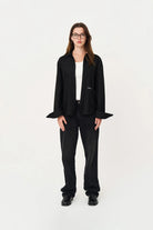 Box Fit Nakışlı Siyah Gömlek - 3