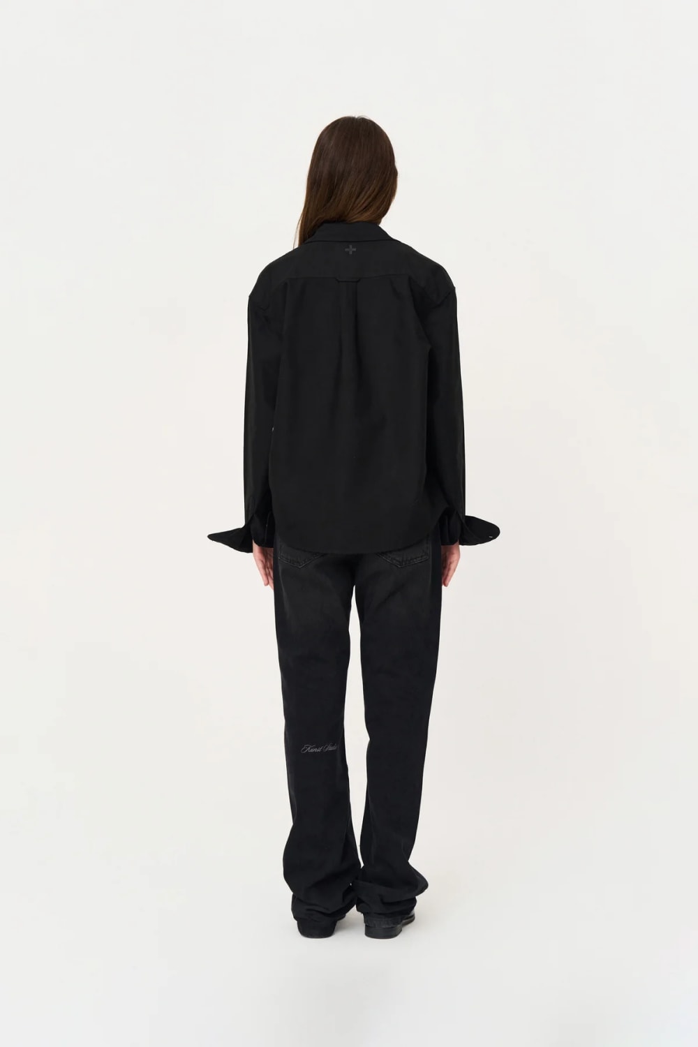 Box Fit Nakışlı Siyah Gömlek - 4