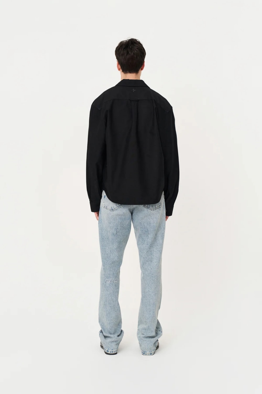 Box Fit Nakışlı Siyah Gömlek - 6