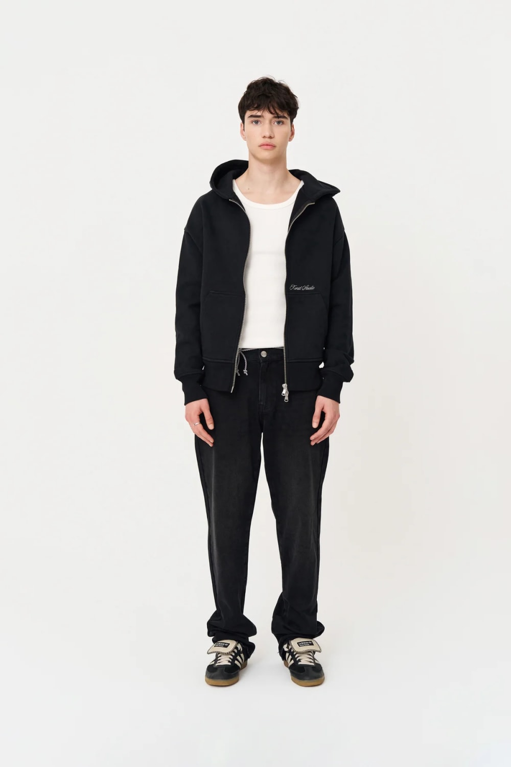 Siyah Oversize Fermuarlı Hoodie - 5