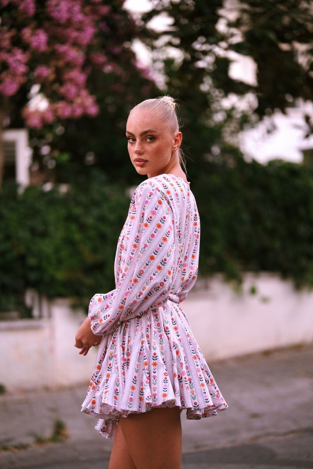 Elora Çiçek Desenli Mini Elbise - 0