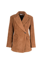 Fitilli Kadife Kahverengi Beli Kuşaklı Ceket - 3