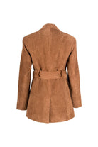 Fitilli Kadife Kahverengi Beli Kuşaklı Ceket - 5