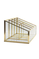 Pirinç Gold Cam Makyaj Takı Aksesuar Parfüm Fırçalık Organizer Kutusu 25x15x12cm - 3