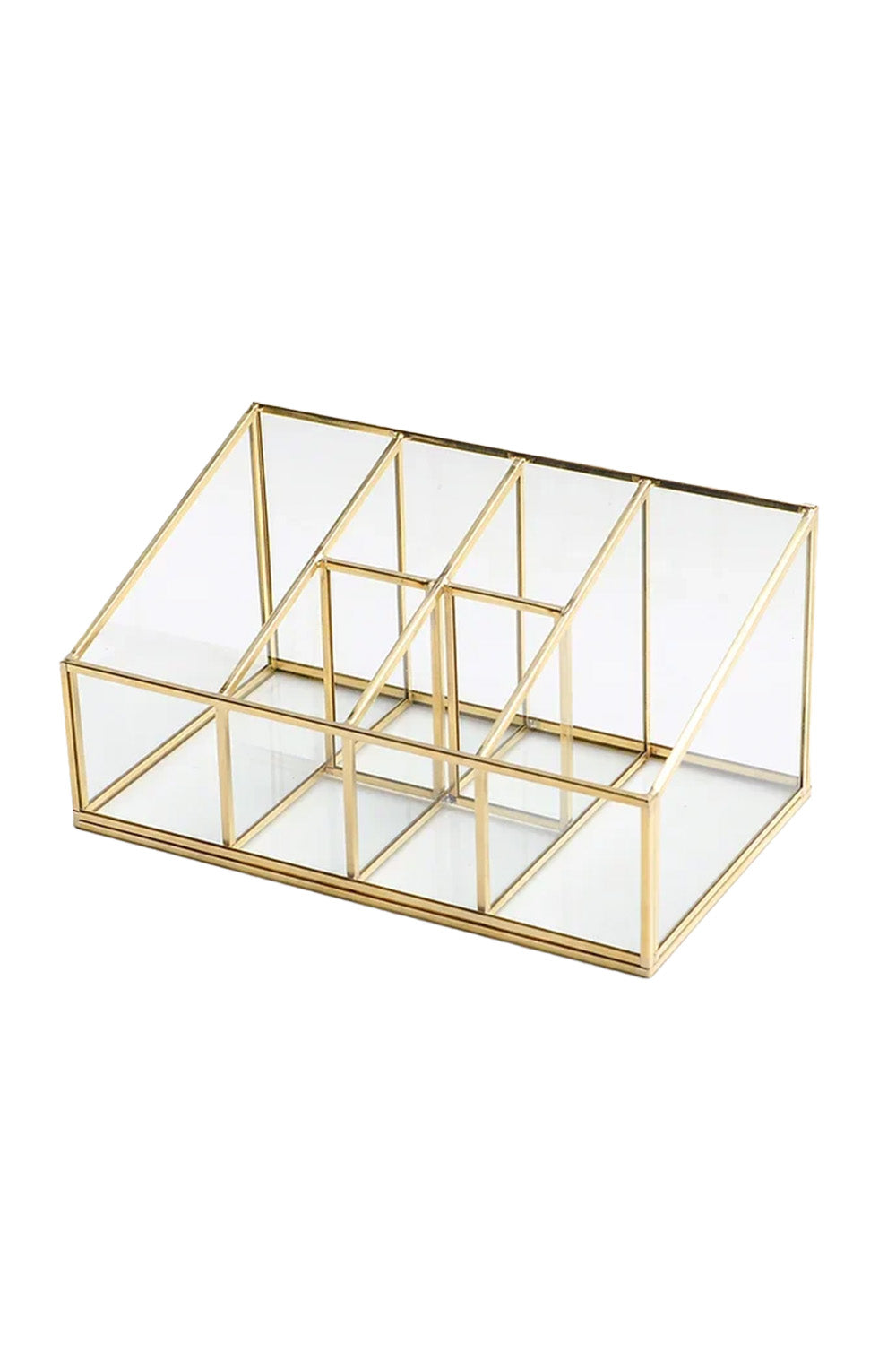 Pirinç Gold Cam Makyaj Takı Aksesuar Parfüm Fırçalık Organizer Kutusu 25x15x12cm - 5
