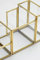 Pirinç Gold Geometrik Cam Ofis Kalemlik Organizer 20x11x10cm - 4