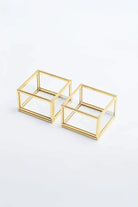 2 Adet Pirinç Gold Takı Aksesuar Yüzük Kutusu 7x7x4cm - 0