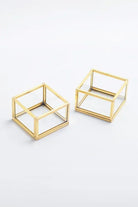 2 Adet Pirinç Gold Takı Aksesuar Yüzük Kutusu 7x7x4cm - 1