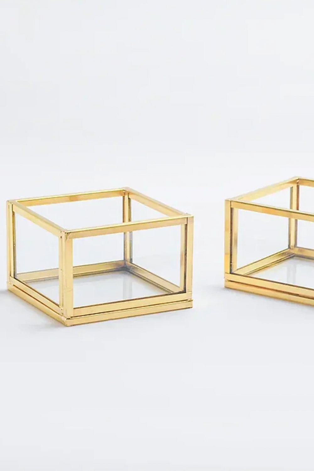 2 Adet Pirinç Gold Takı Aksesuar Yüzük Kutusu 7x7x4cm - 2