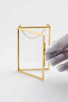 Dikey Pirinç Gold Kapaklı Cam Duvar Askılı Fotoğraf Çerçevesi 12x8cm - 4