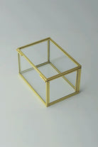 Pirinç Gold Kapaklı Cam Takı Aksesuar Yüzük Kutusu 15x10x8cm - 0