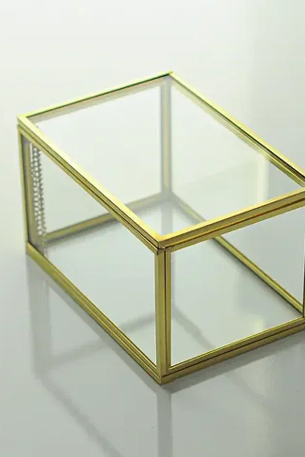 Pirinç Gold Kapaklı Cam Takı Aksesuar Yüzük Kutusu 15x10x8cm - 2