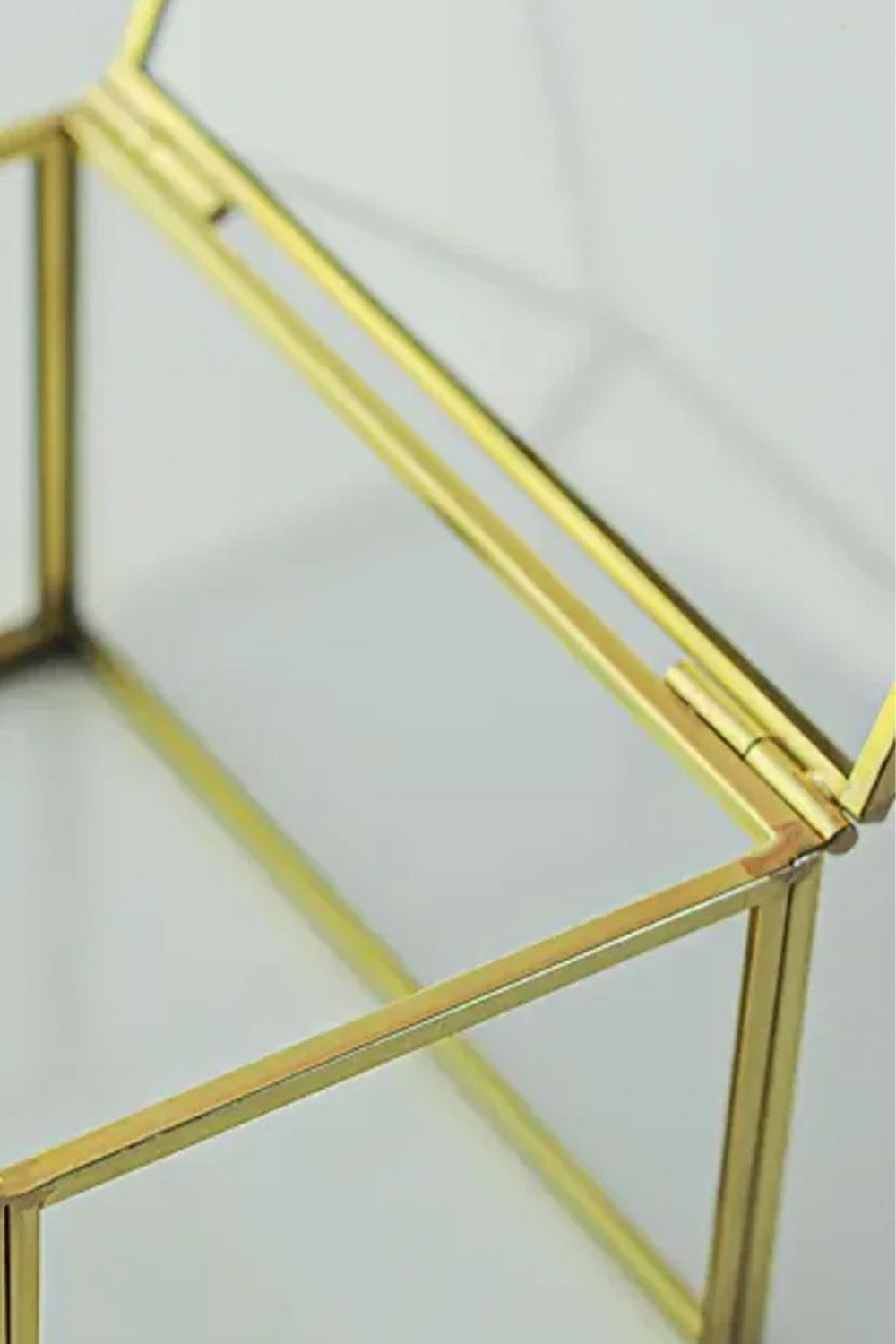 Pirinç Gold Kapaklı Cam Takı Aksesuar Yüzük Kutusu 15x10x8cm - 3