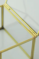Pirinç Gold Kapaklı Cam Takı Aksesuar Yüzük Kutusu 15x10x8cm - 3