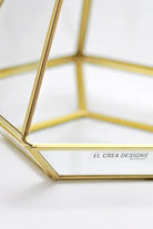 Pirinç Gold Geometrik Teraryum Cam Fanus Aksesuar Çikolata Kutusu 27x21x21cm - 1