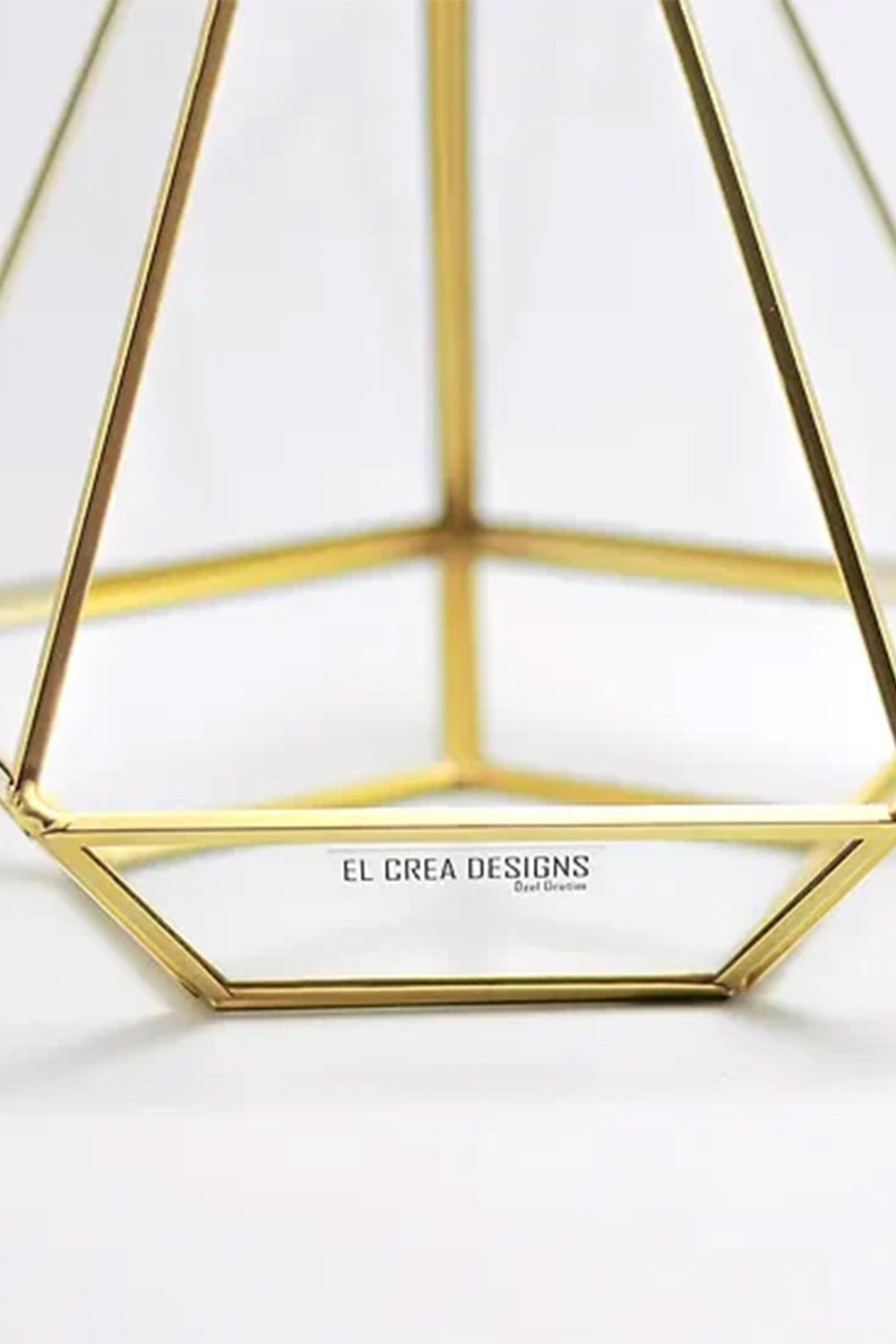 Pirinç Gold Geometrik Teraryum Cam Fanus Aksesuar Çikolata Kutusu 27x21x21cm - 3