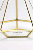 Pirinç Gold Geometrik Teraryum Cam Fanus Aksesuar Çikolata Kutusu 27x21x21cm - 3