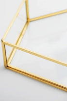 Altıgen Pirinç Gold Tepsi Damat Kahvesi Nişan Sunum Tepsisi 30x20x5cm - 4