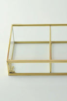 Pirinç Gold Cam Makyaj Takı Aksesuar Parfüm Fırçalık Organizer Kutusu 25x15x6cm - 2