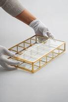 Pirinç Gold Cam Makyaj Takı Aksesuar Organizer Kutusu 30x20x6cm - 0