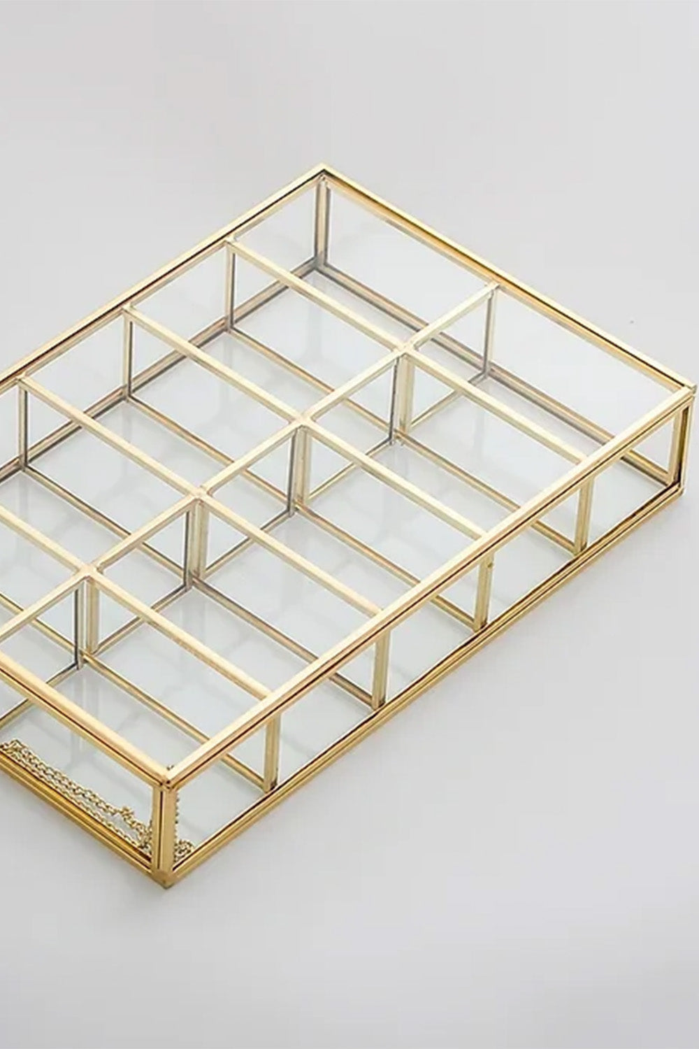 Pirinç Gold Cam Makyaj Takı Aksesuar Organizer Kutusu 30x20x6cm - 1