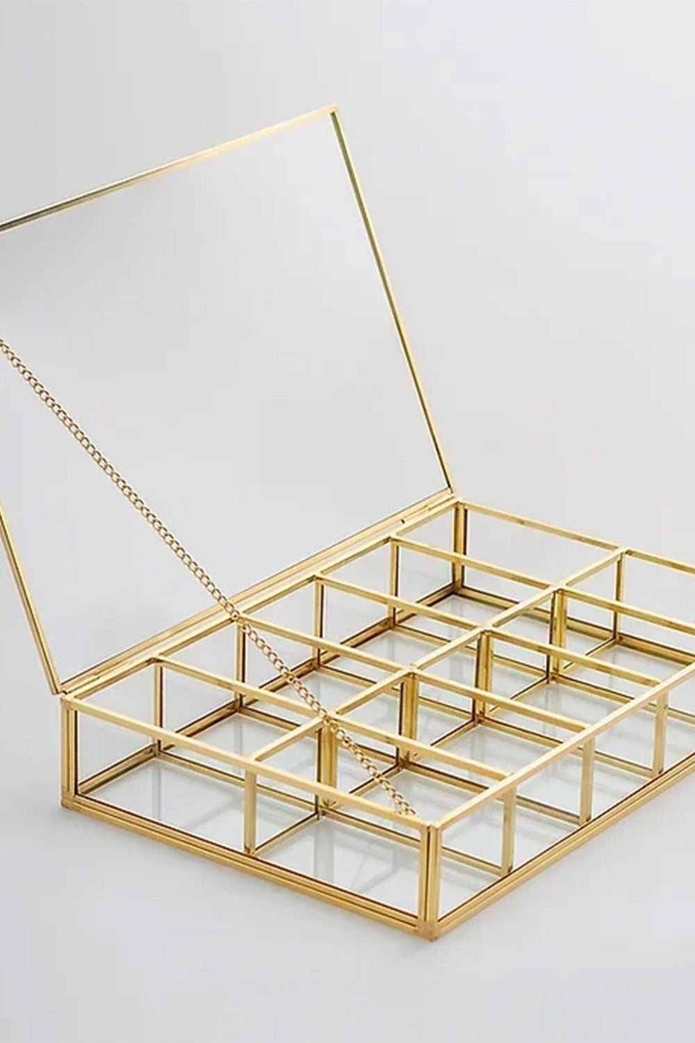 Pirinç Gold Cam Makyaj Takı Aksesuar Organizer Kutusu 30x20x6cm - 2