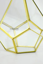 Pirinç Gold Geometrik Teraryum Cam Fanus Takı Aksesuar Çikolata Kutusu 31x22x2cm - 3