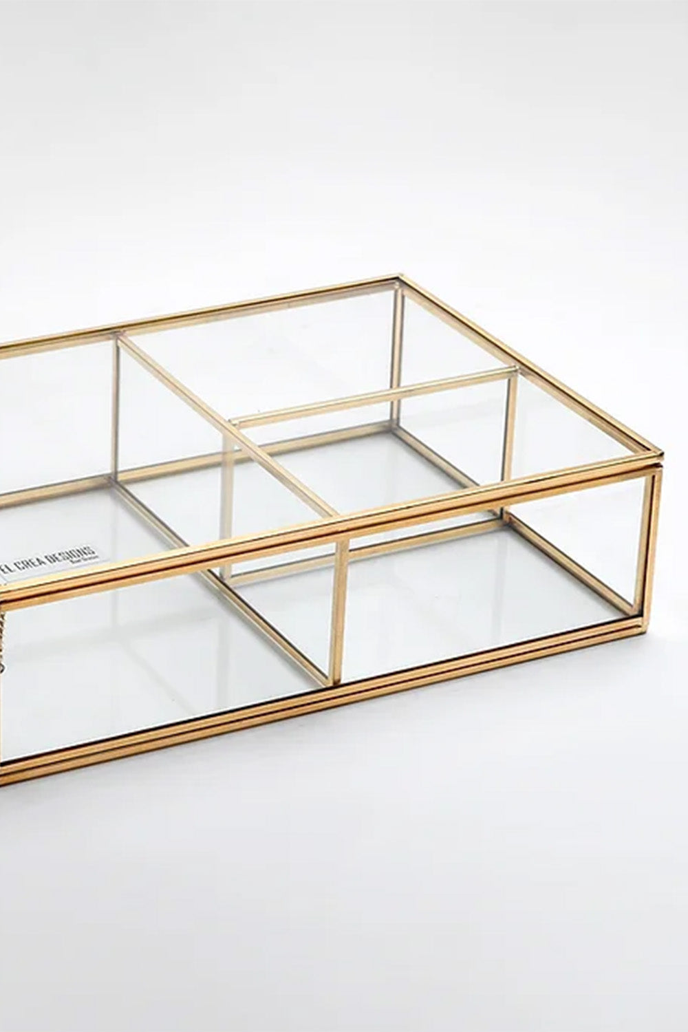 Pirinç Gold Cam Makyaj Takı Aksesuar Parfüm Fırçalık Organizer Kutusu 30x20x8cm - 6