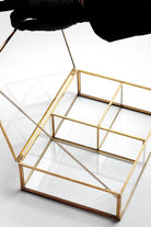 Pirinç Gold Cam Makyaj Takı Aksesuar Parfüm Fırçalık Organizer Kutusu 30x20x8cm - 7