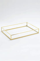 Pirinç Gold Tepsi Damat Kahvesi Nişan Sunum Tepsisi 35x25x6cm - 0