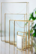 Dikey Pirinç Gold Kapaklı Cam Duvar Askılı Fotoğraf Çerçevesi 10x8cm - 4