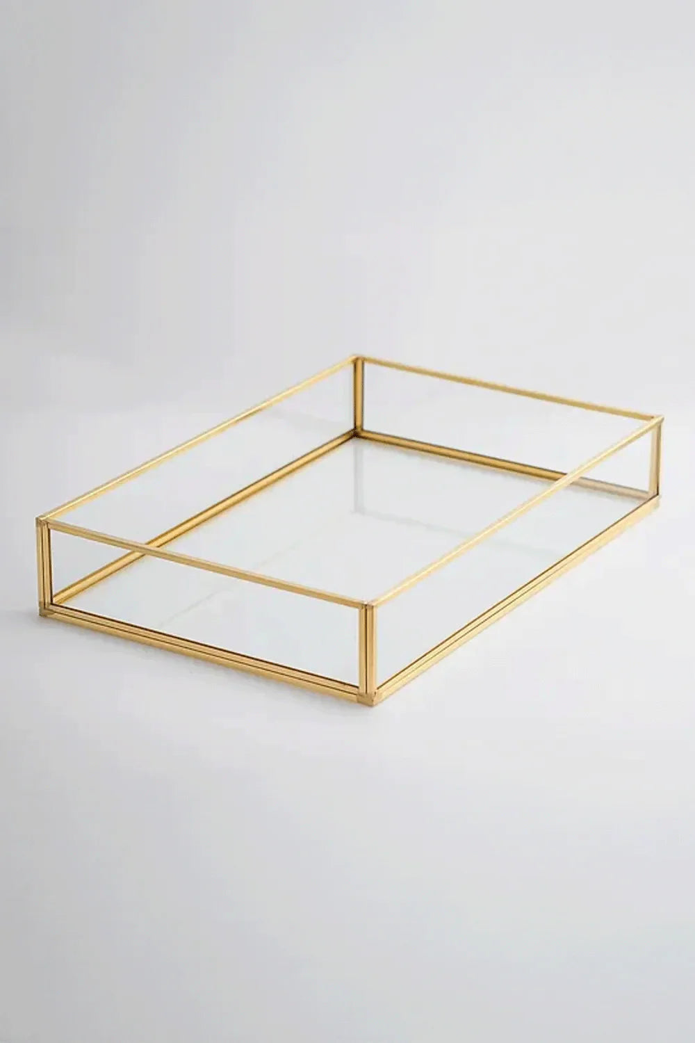 Pirinç Gold Tepsi Damat Kahvesi Nişan Sunum Tepsisi 30x20x6cm - 0