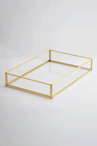 Pirinç Gold Tepsi Damat Kahvesi Nişan Sunum Tepsisi 30x20x6cm - 0