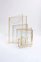 6 Parça Dikey Pirinç Gold Duvar Askılı Kapaklı Cam Fotoğraf Çerçeve Takımı - 0