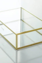 Pirinç Gold Cam Kapaklı Takı Aksesuar Çikolata Fotoğraf Kutusu 30x20x8cm - 2