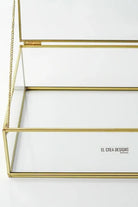 Pirinç Gold Cam Kapaklı Takı Aksesuar Çikolata Fotoğraf Kutusu 30x20x8cm - 3