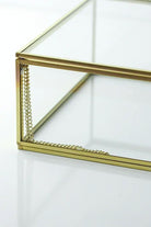 Pirinç Gold Cam Kapaklı Takı Aksesuar Çikolata Fotoğraf Kutusu 30x20x8cm - 5