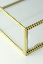 Pirinç Gold Cam Kapaklı Takı Aksesuar Çikolata Fotoğraf Kutusu 30x20x8cm - 6